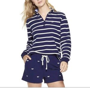 Vineyard Vines Navy and White Striped Quarter-Zip